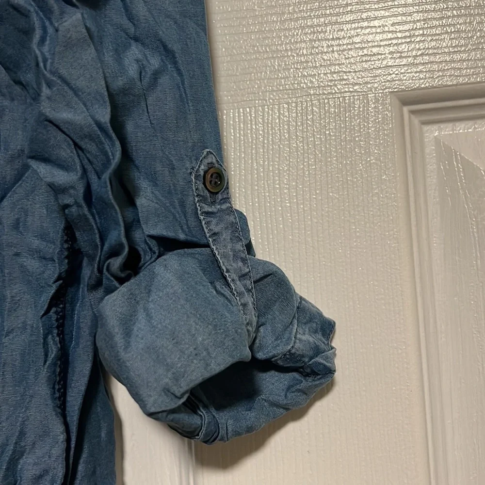 Comptoir Des Cotonniers Denim Button Front Blouse - Picture 4 of 6